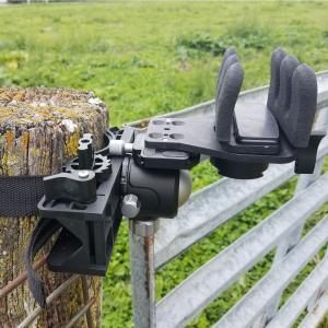 Heavy duty ratchet strap camera ball head allows mounting gun saddle clamp to about anything